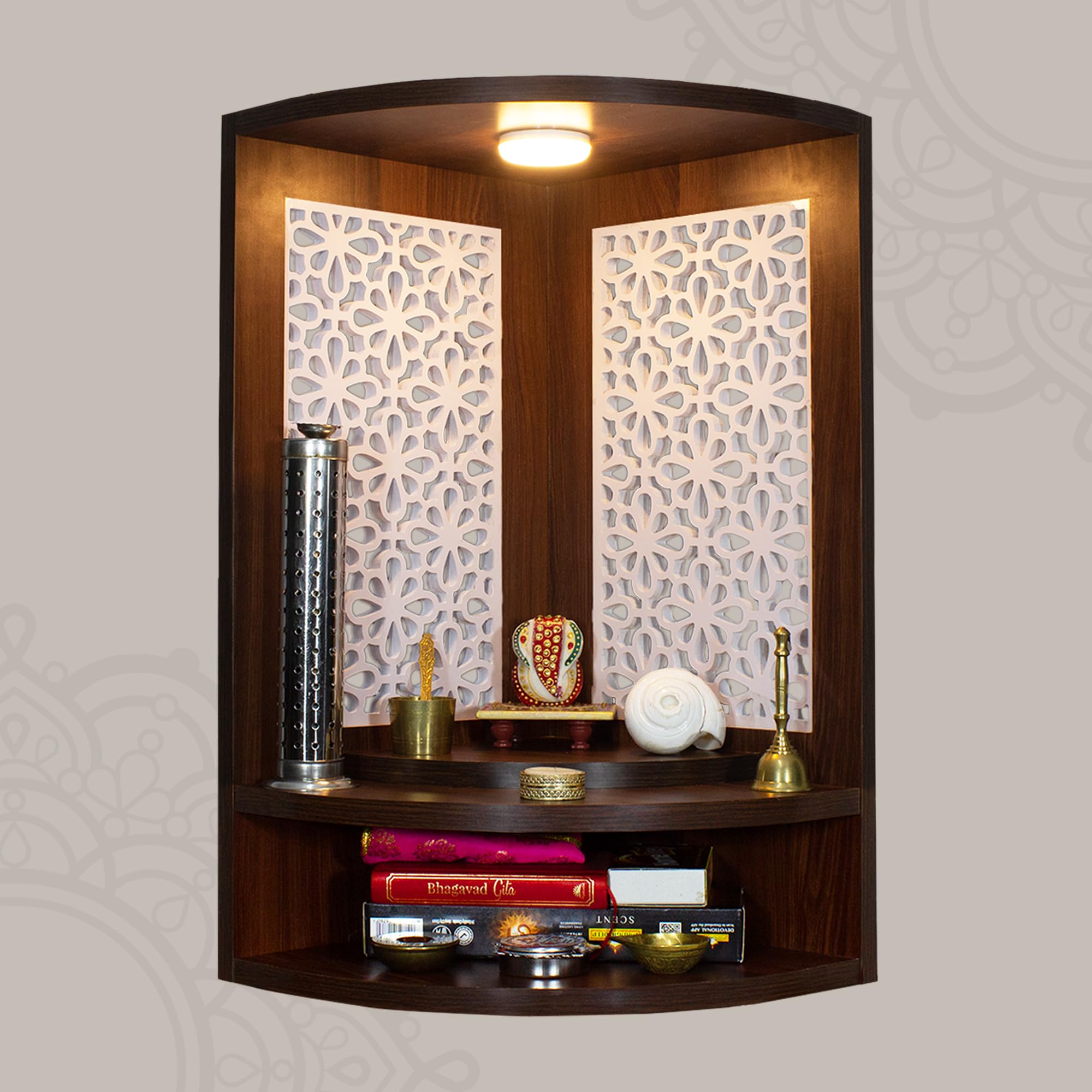 Wooden Corner Pooja Mandir